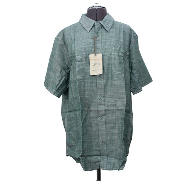 Weatherproof Vintage green short sleeve button front men's shirt L - Picture 1 of 15